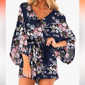 Floral Black Romper